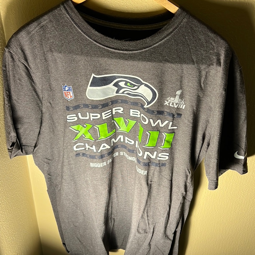 NFL Nike Mens Seahawks Super Bowl XLVIII Champions Color Gray Size XL